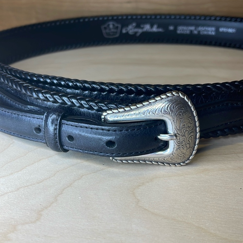 Larry Mahan - Vintage 1996 Black Cowboy Western belt - Genuine Leather Size 38